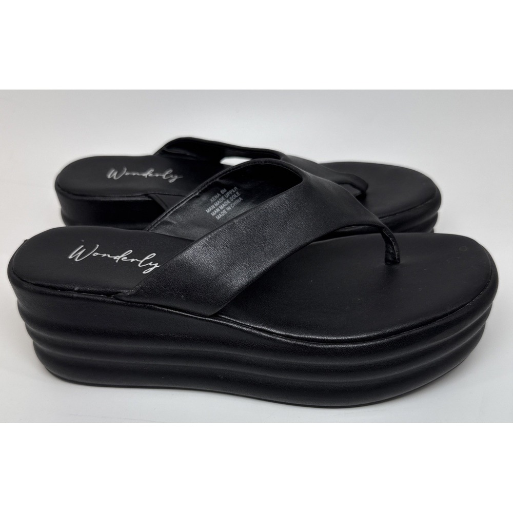 Wonder Wedge Xena Black Thong Sandles 6M